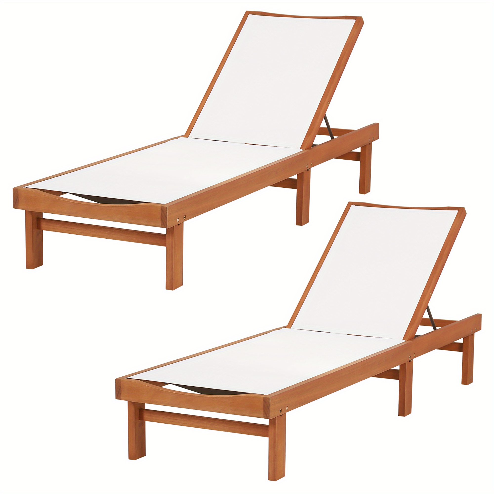   wooden chaise lounge chair recliner patio outdoor w adjustable backrest