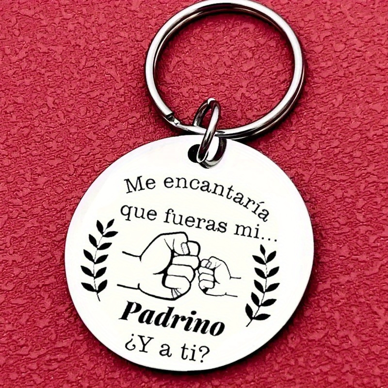 

Godparent Proposal Keychain - Stainless Steel Round Charm, Perfect Gift For &