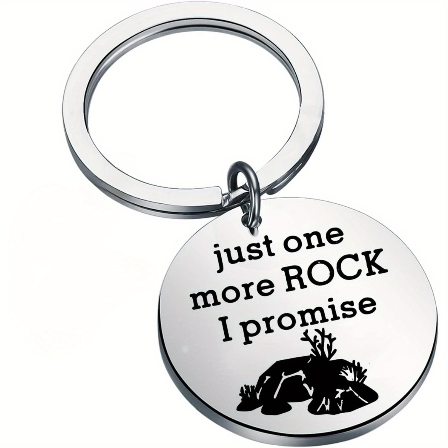 

1pc Stainless Steel Keychain For Men, Design 'just Rock ' Engraving Keychain, For Rock Lovers