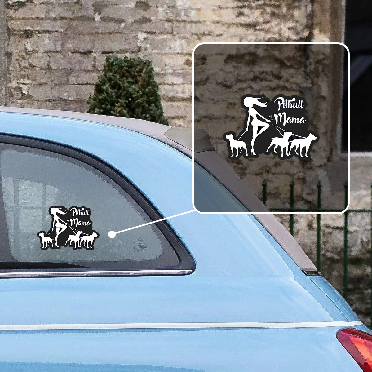 

Pitbull Mama Vinyl Stickers: Adorable Cartoon Design For Car Bumpers, Laptops, And Walls