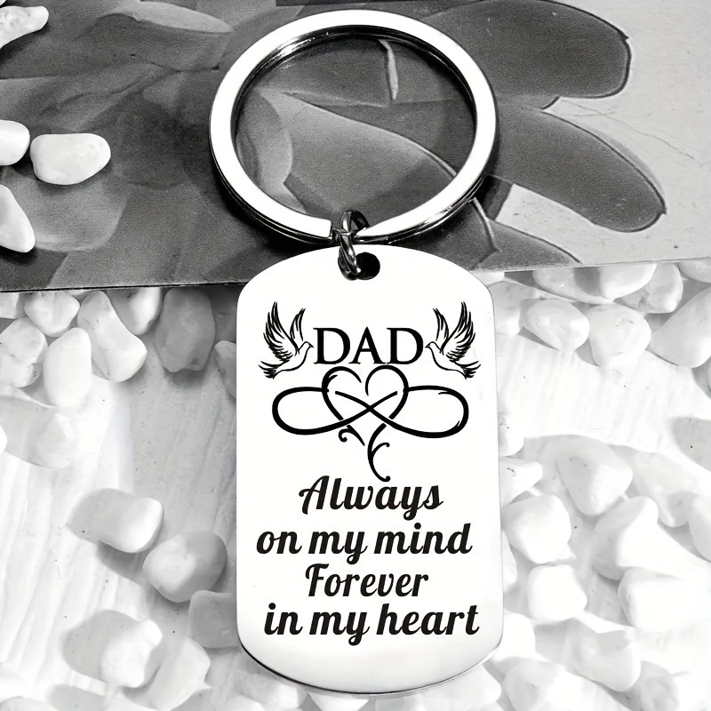 

Dad Memorial Keychain - Stainless Steel, Sympathy & Remembrance Gift For Loss Of Father, Holiday Parties, Gifts For Dad