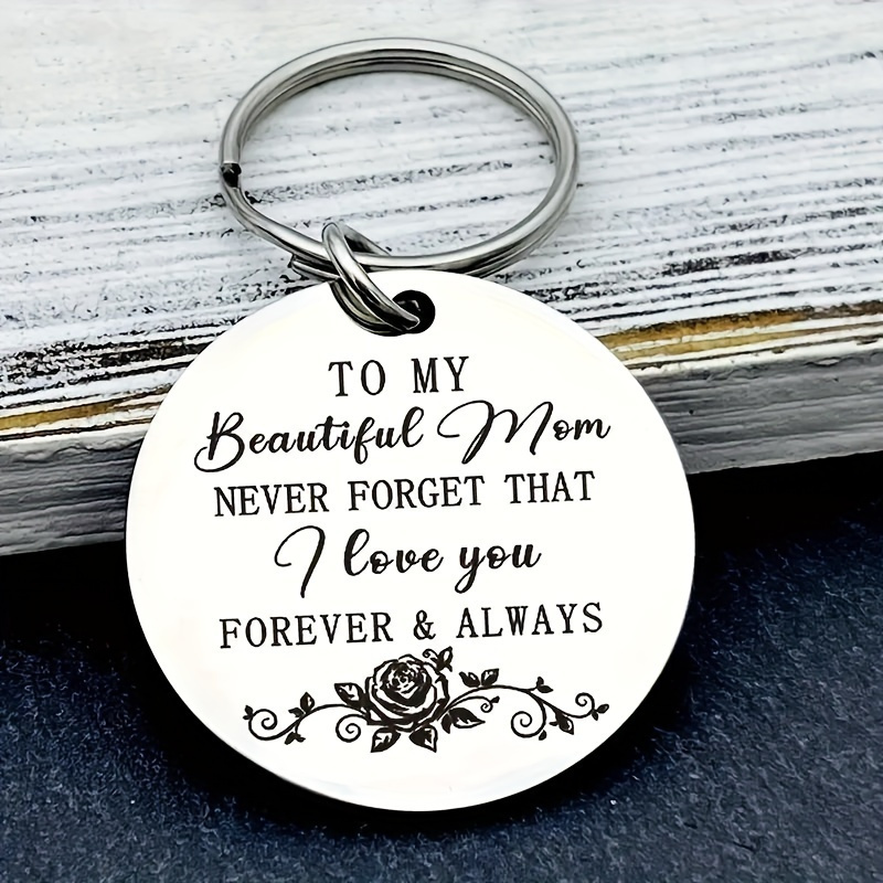 

1pc Stainless Steel Keychain For Mom - "to My Beautiful Mom" Engraved, Metal Bag Charm, Ideal Day & Thanksgiving Gift For Women And Girls