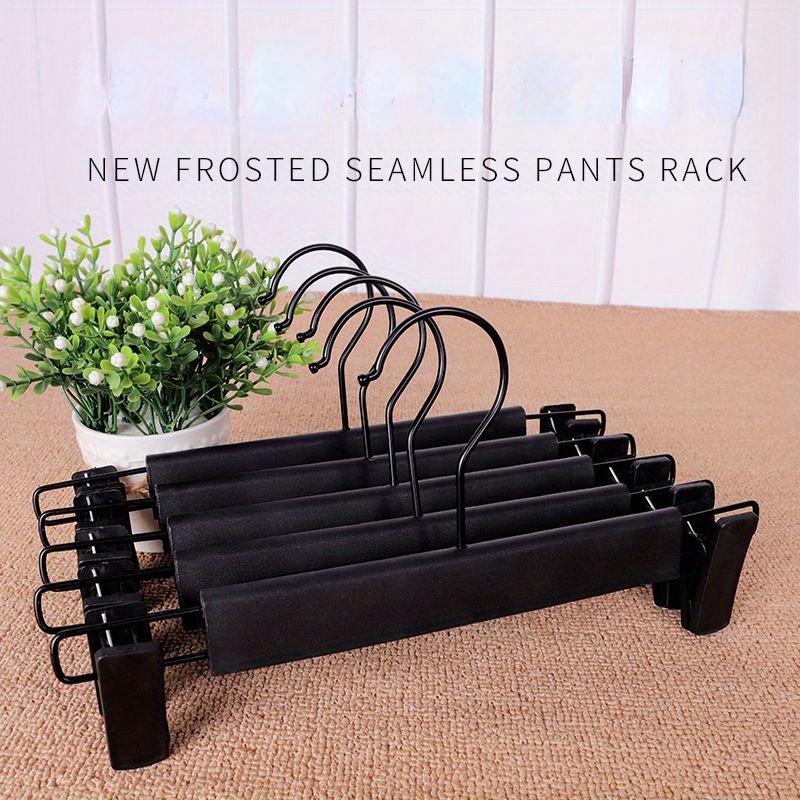 

10-pack Strong Grip No-mark Frosted Plastic Pants Hangers With Clips, Multi-purpose Seamless Skirt Hangers For Home Use