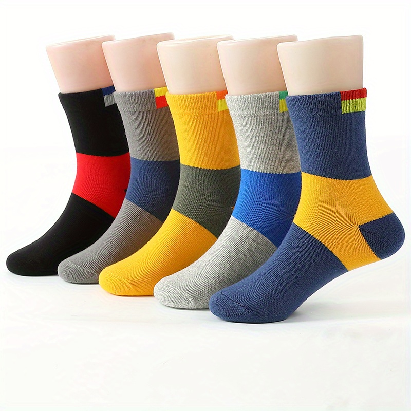 Boys' Warm Striped Mid-calf Socks For Fall/winter - Comfortable Casual & Wear, /off, Machine Washable - Suitable For Kids 4-12 Years