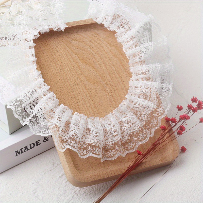 TEMU 2 de Dentelle Élégante à Double Couche, Blanc/Noir, 1.29" de Large - Parfait pour les Loisirs Créatifs DIY, Poignets de Robe & Ourlets de Jupe,