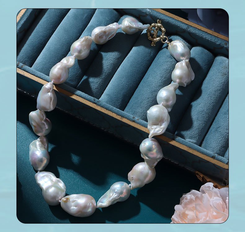 baroque style freshwater abalone shell necklace with ot rotating clasp unique and irregular pearls for       music festivals and vacations suitable for   a romantic gift for valentines day details 3