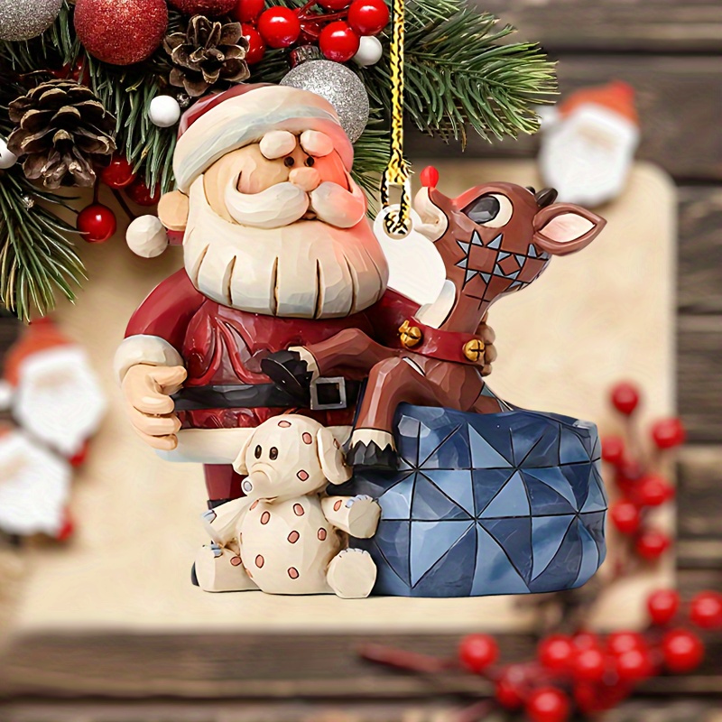 

1pc Acrylic 2d Christmas Reindeer Pendant - Festive Car Mirror Charm & Keychain Accessory, Perfect Couple Gift For Holiday Decor