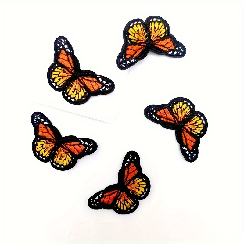 TEMU 5 pièces Patch Broderie Papillon Orange, Décalcomanie à Repasser/Coudre pour Jeans, Vestes et Sacs - Garniture à Patcher à