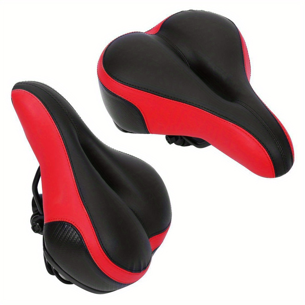 

1pc Leather Bike Saddle With Reflective Stripe - Shock-absorbing, Thickened Wide Bicycle Seat Cushion For Comfort