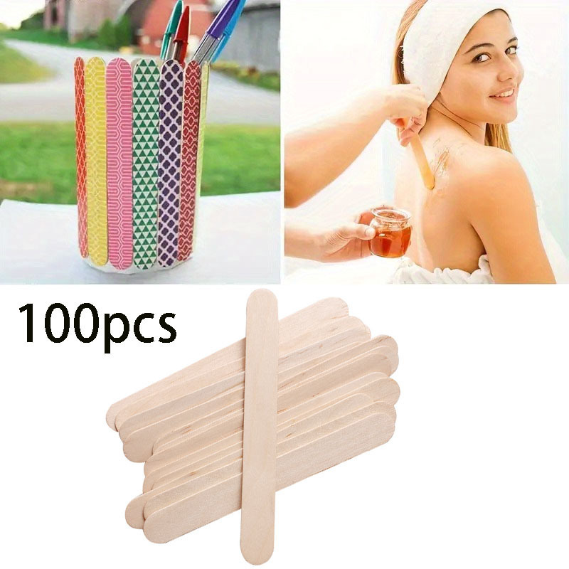 

100pcs Disposable Wooden Sticks For Hair Removal, Unscented Wax Coating And Scraping Tool For Underarm Use