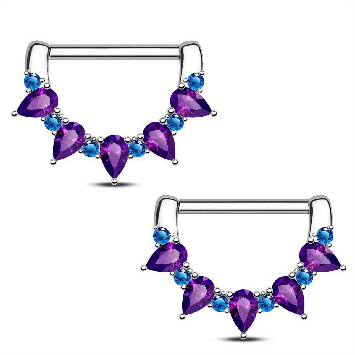 TEMU 2pcs 14g Purple Cz Gems Clicker Jewelry