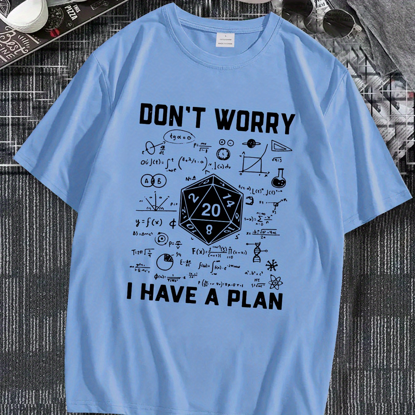 

Men's Casual Crew Neck Short Sleeve T-shirt - I Have A Plan Print, Breathable Comfy Summer Wear