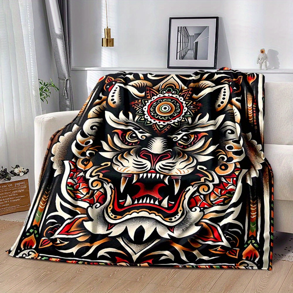 

Animal Tattoo Blanket - Soft Polyester, Home & Outdoor Use, Ideal For Air Conditioning Comfort, Office , And More