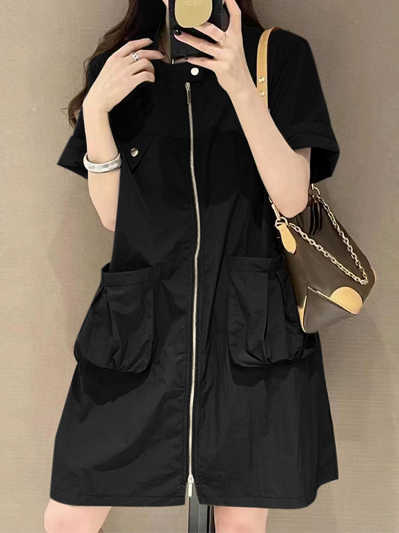 black cargo mini dress Can't Deny Strapless Cargo Mini Dress