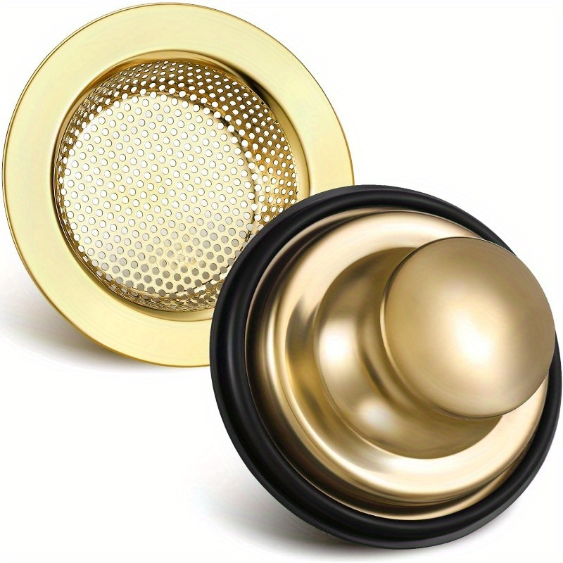 TEMU Stainless Steel Kitchen Sink Drain Filter Plug Kit With Wide-bottom Basket And Lid, Large 4.5" Diameter, Suitable For Standard 3 1/ 2" (. 8.9cm)