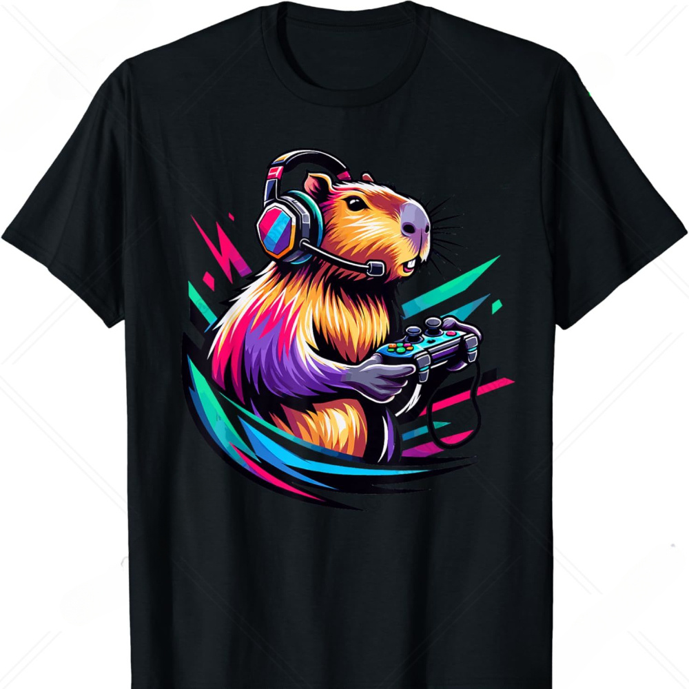 

Controller Gamer Funny Capybara Rodent Video Games For Men Boys Teens Cotton Men T Shirt