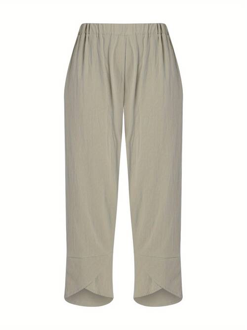 women plus size summer pants solid color middle waist loose casual trousers with pockets for girls 5 colors s 5xl