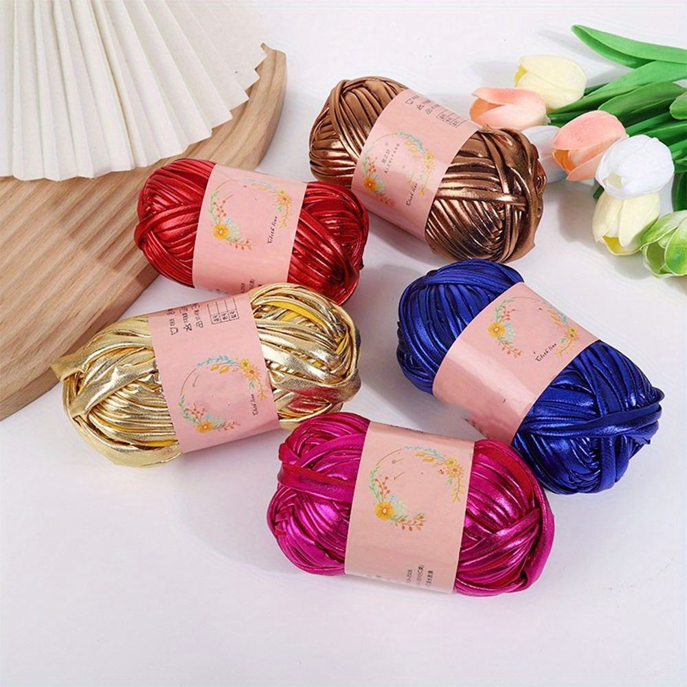 

Magic Color Crochet Yarn: Novel Functional Sewing Imitation Leather Diy Hand Knitting Shiny For Cushion Yarn Ball - Mixed Colors