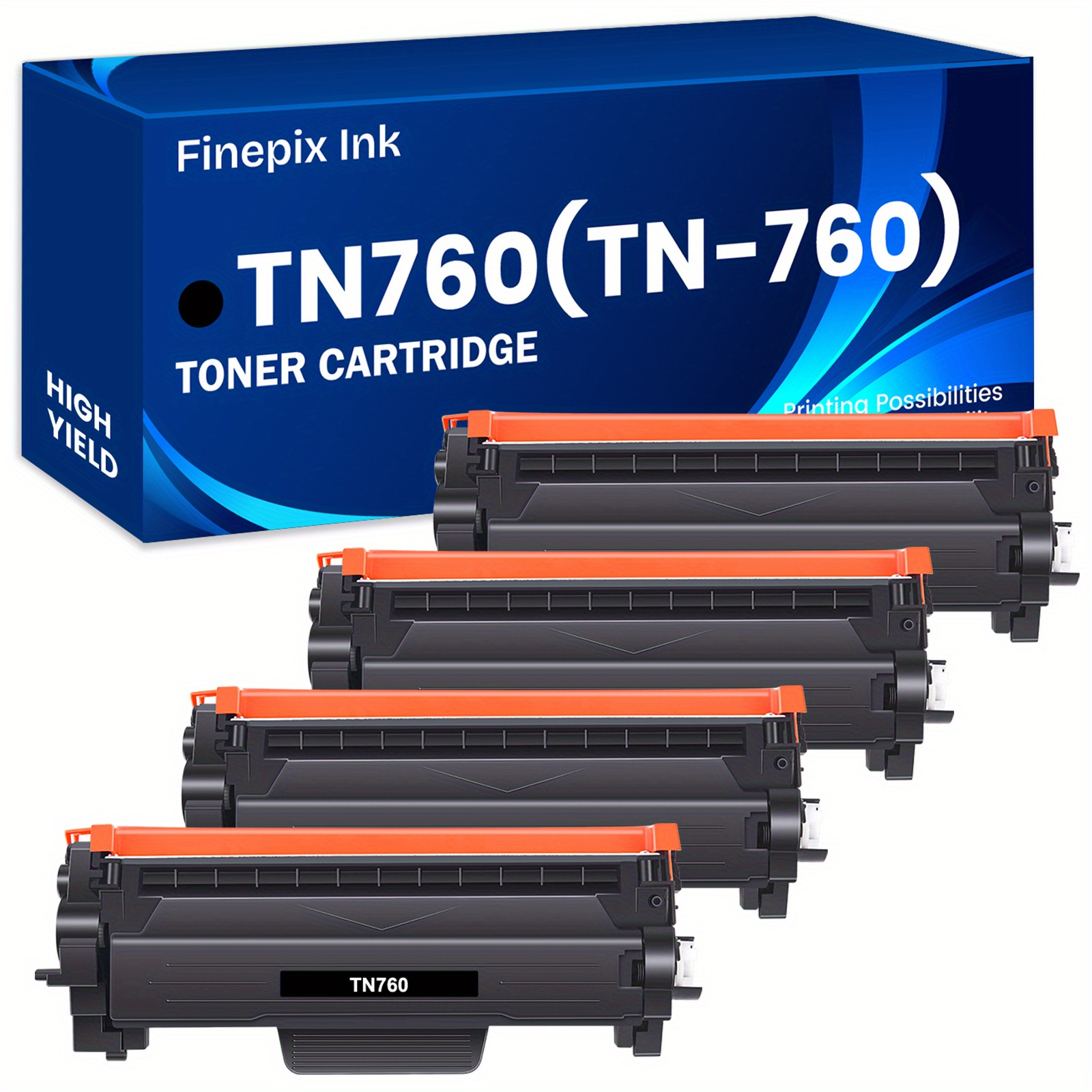 

4 Packs Tn760 Toner Cartridge Black Compatible For Brother Tn760 Tn-760 Tn-730 Tn730 For Mfc-l2710dw Mfc-l2750dw Dcp-l2550dw Hl-l2350dw Hl-l2370dw Hl-l2395dw Hl-l2390dw Mfc-l2690dw Printer Ink