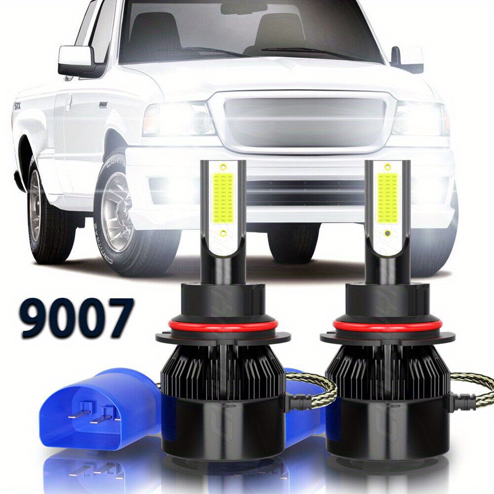 

9007 Hb5 Led White Hi/ Lo Cob Bulbs Headlight Kit 6000k For Ford Ranger 1990-2011