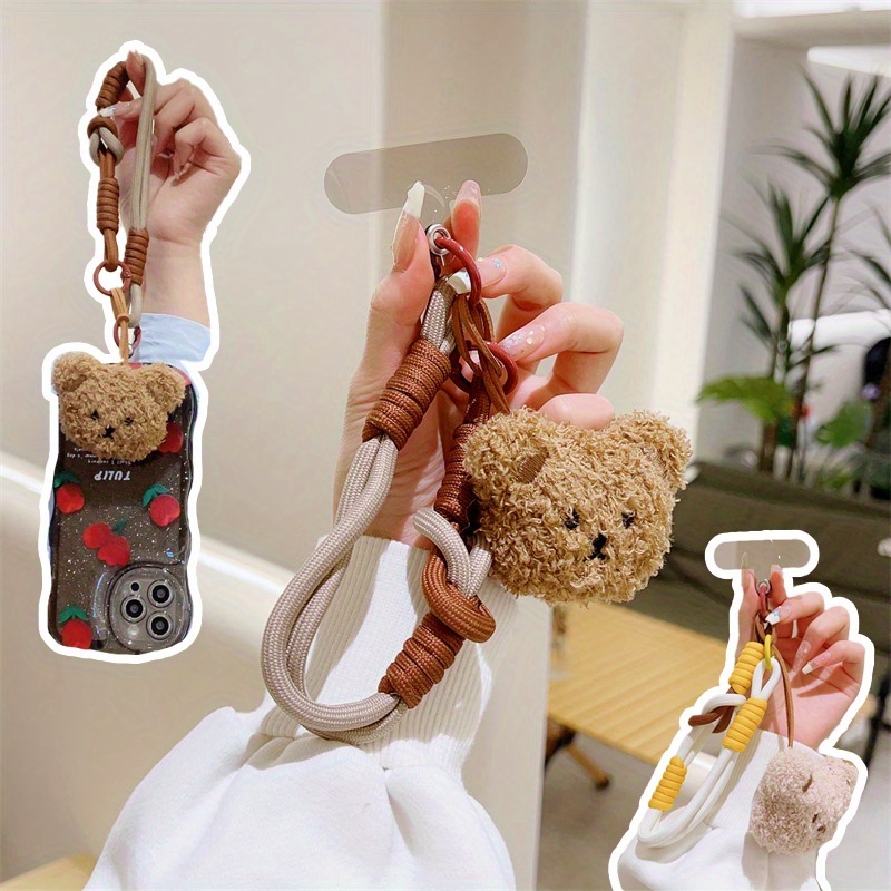 

Cartoon 3d Plush Fuzzy Phone Clip Lanyard Strap Phone Bracelet Wristband Anti-lost Lanyard Jewelry For Girls And Women