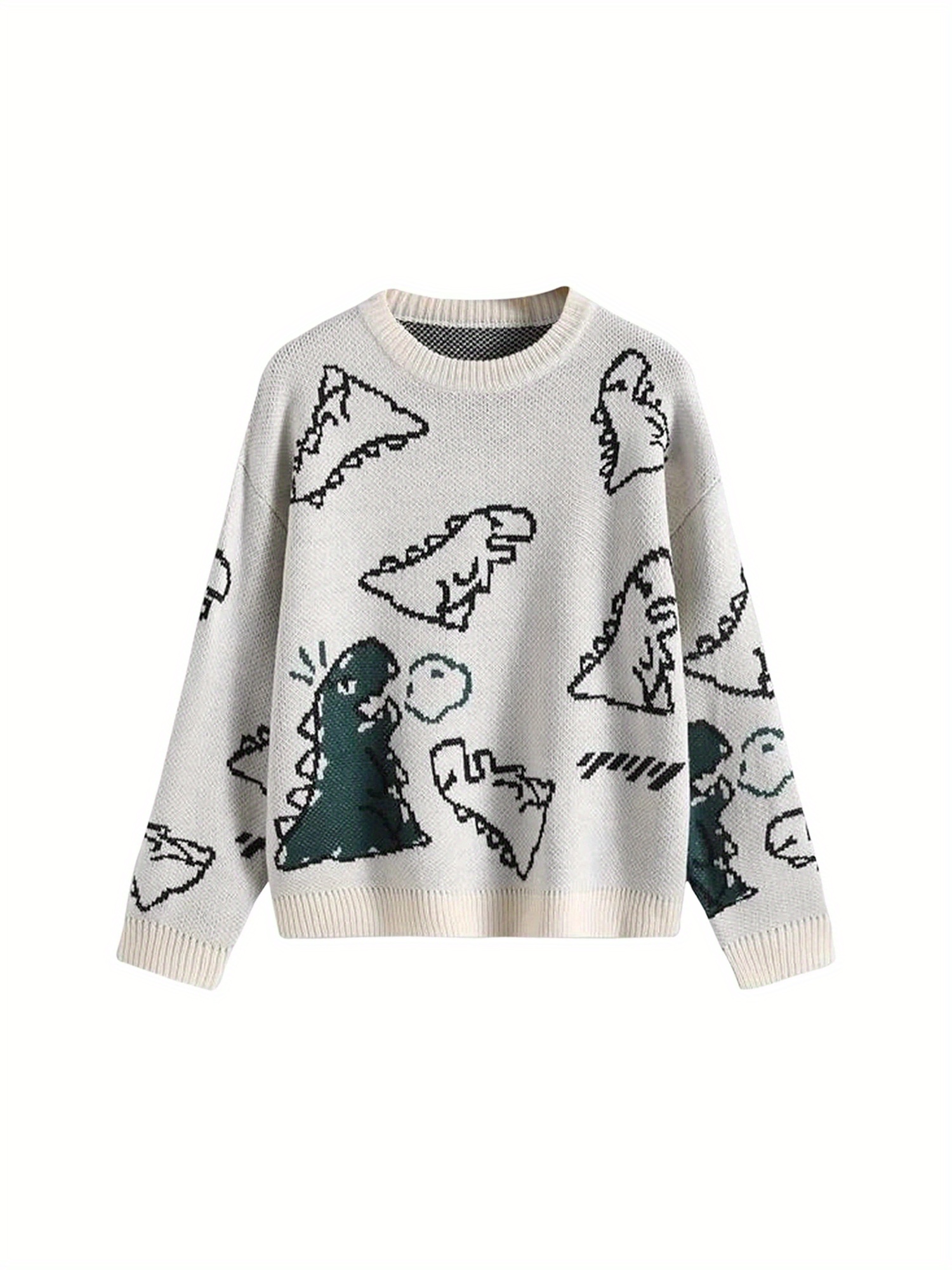 women's vintage dinosaur graphic oversized streetwear sweater