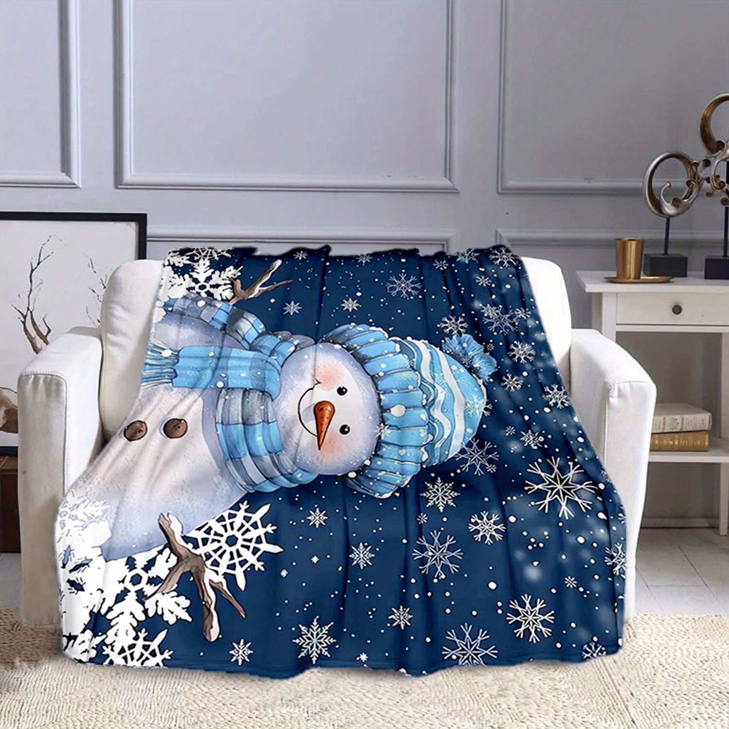 

Snowman Blanket - , & For , Bed, & Camping