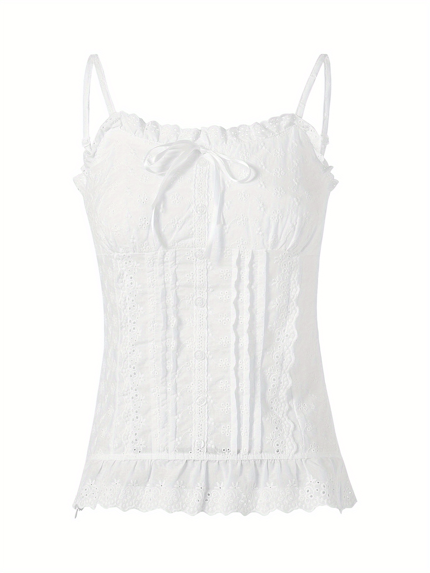 womens vintage lace trim corset cami top spaghetti straps - Temu