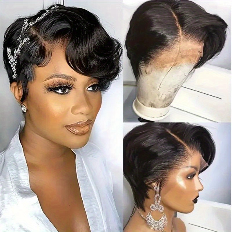 TEMU 13x4x1 Lace Front Wig Human Hair Short Bob Cut Body Wave 150% Density Natural Look For Women - Versatile Styling, Suitable For All , Versatile Hair Wig | Body Wave Wig | Realistic Hairline Wig