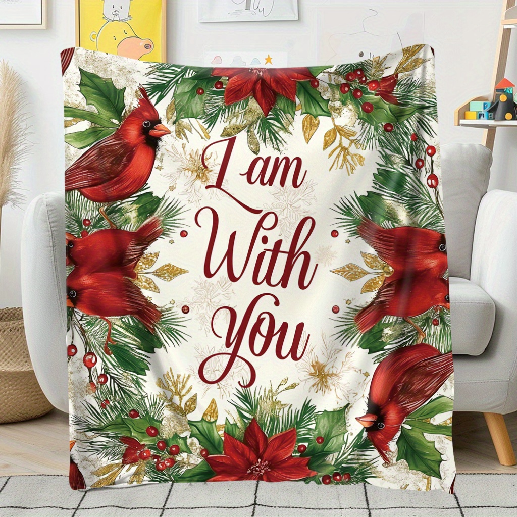 

1pc Christmas " You" Printed Blanket, , Polyester Knitting , For , , Napping, Camping - All