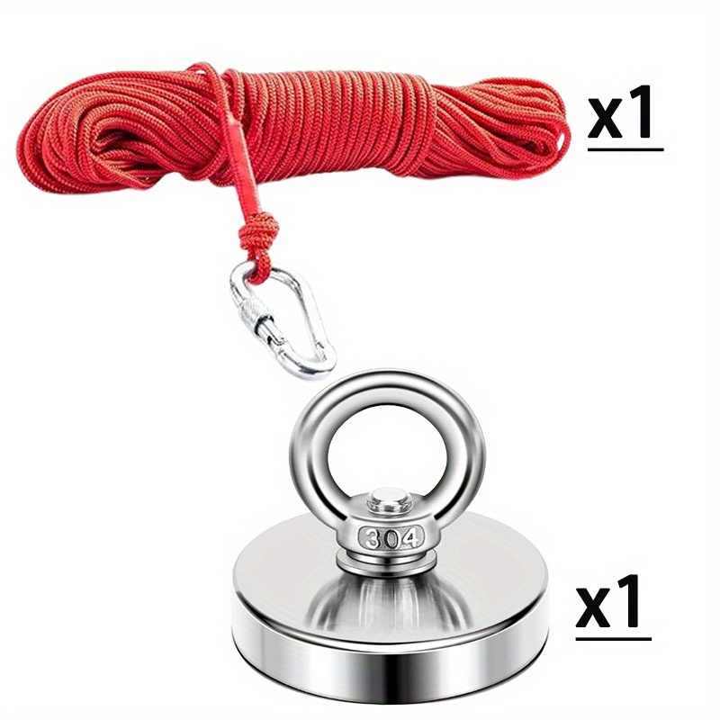 TEMU Ultra-strong 42mm Magnet With Hanging Ring & Rope - River, Deep Sea & Lake Rescue Fishing Kit