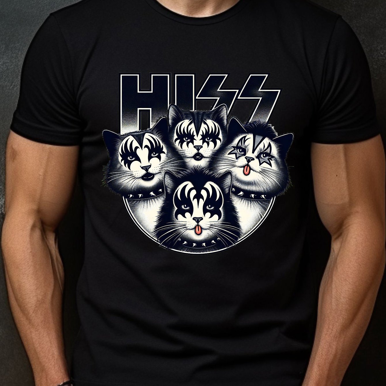 

Cotton T-shirt - Bold Graphic Design, Men's Short Sleeve, Ultra Comfortable, Perfect For Summer And All Seasons, Hissing Funny Cat