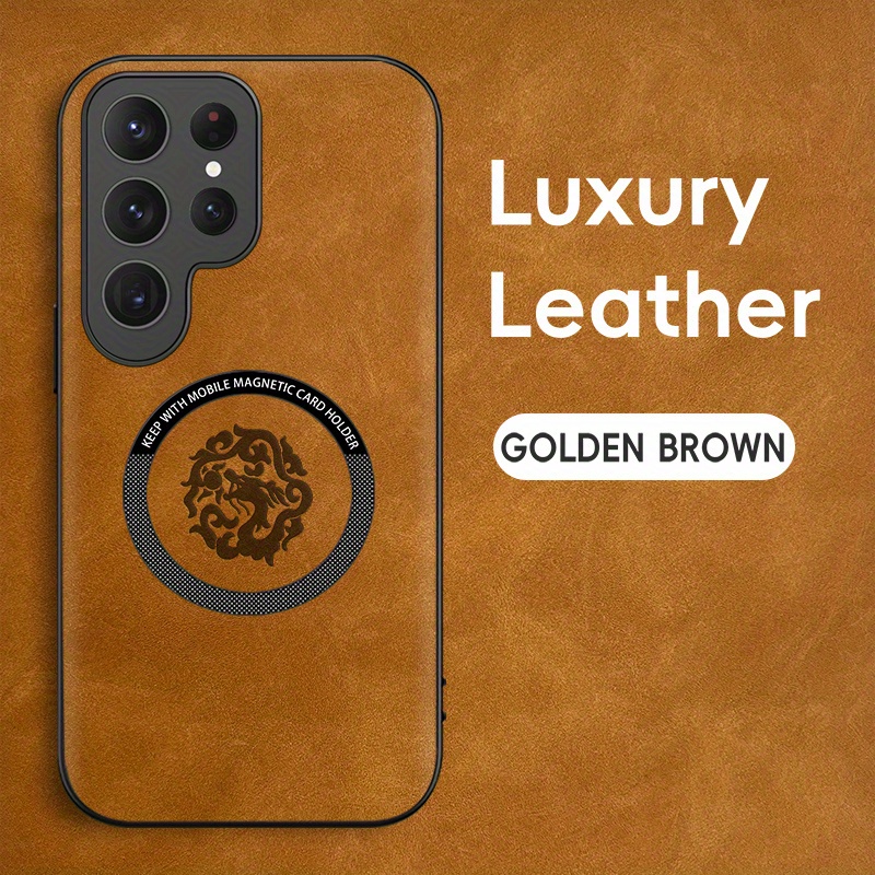 TEMU Phone Case - Luxury Faux Leather Phone Case For S24 Ultra/ S24 / S23plus/ S22/ S21fe/ S20/ Note10/ Note20 Support Magnetic, Support Car Holder,
