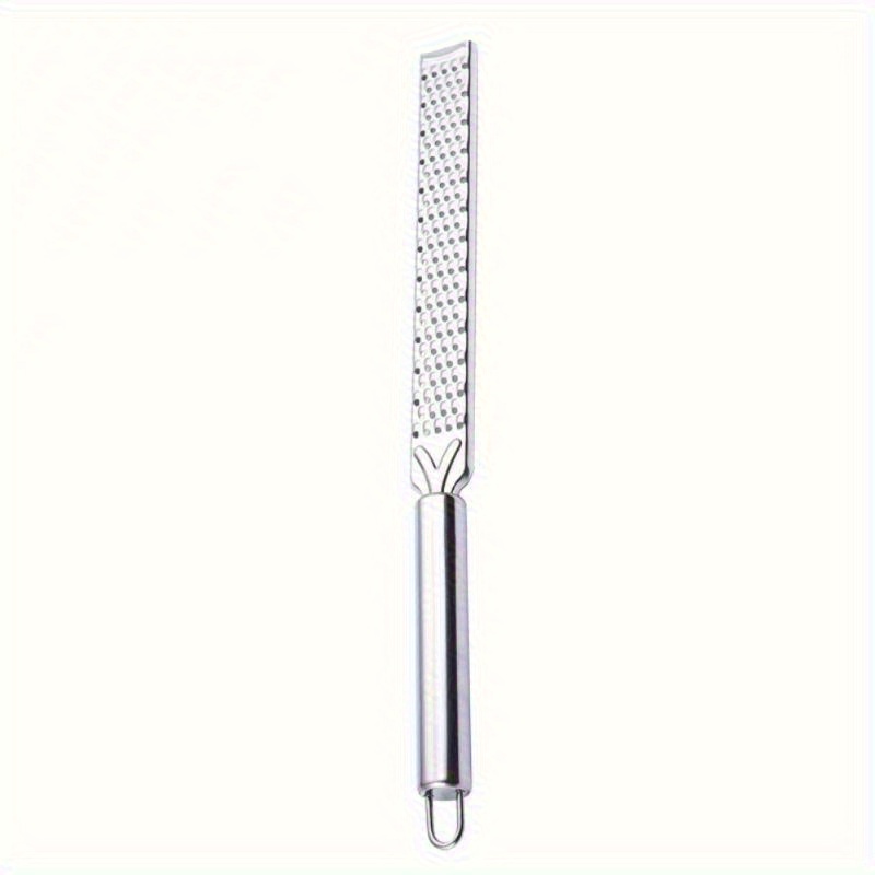 Image of Portable Stainless Steel Grater With Long Handle - Perfect For Chocolate, Cheese, And Fruit Peeling - Ideal For Outdoor Camping And Home Use