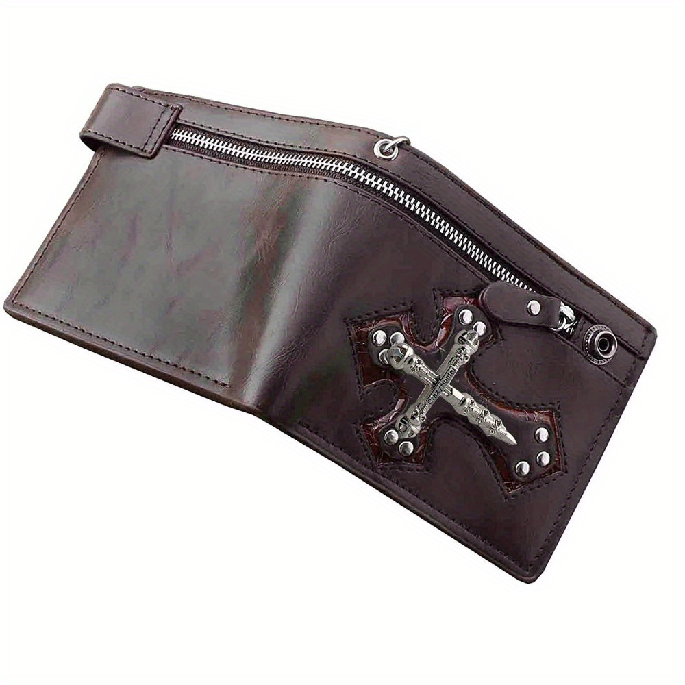 gothic skull cross vintage card holder wallet chain wallet - Temu