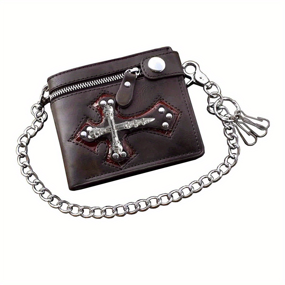 gothic skull cross vintage card holder wallet chain wallet - Temu