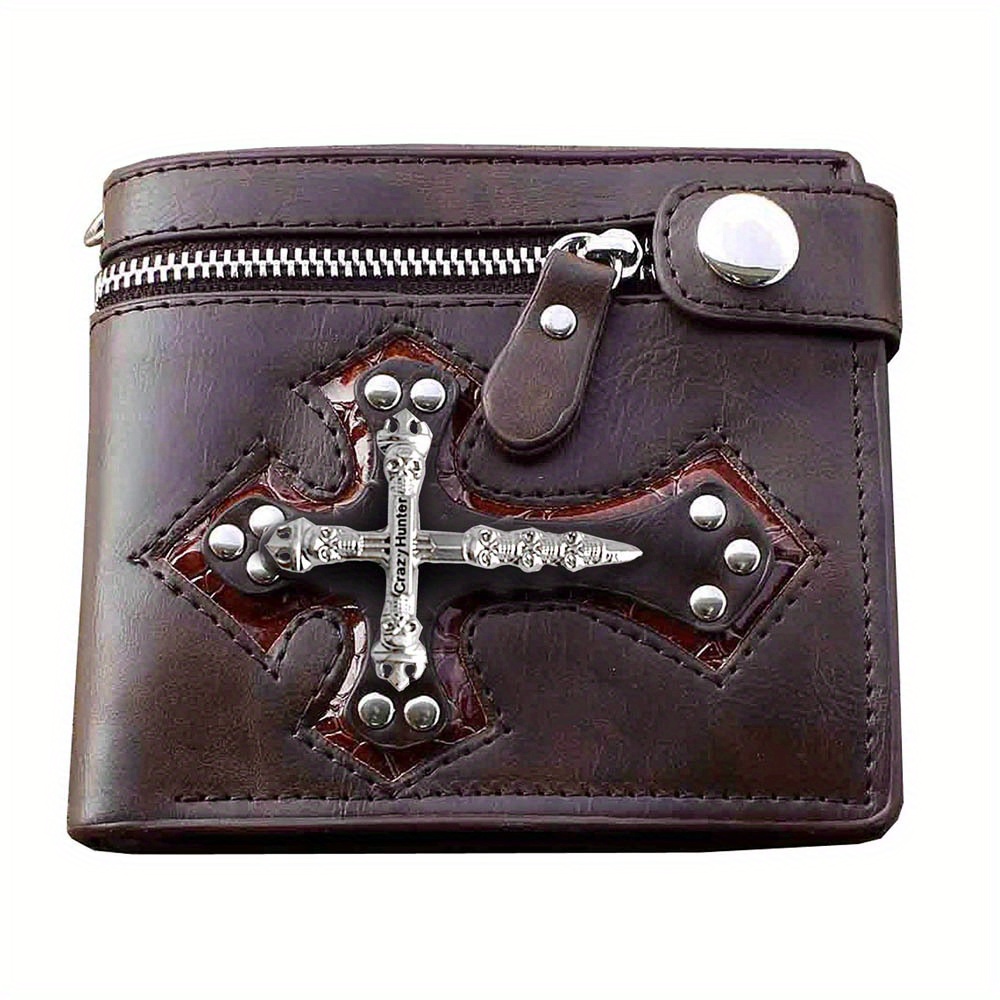 gothic skull cross vintage card holder wallet chain wallet - Temu