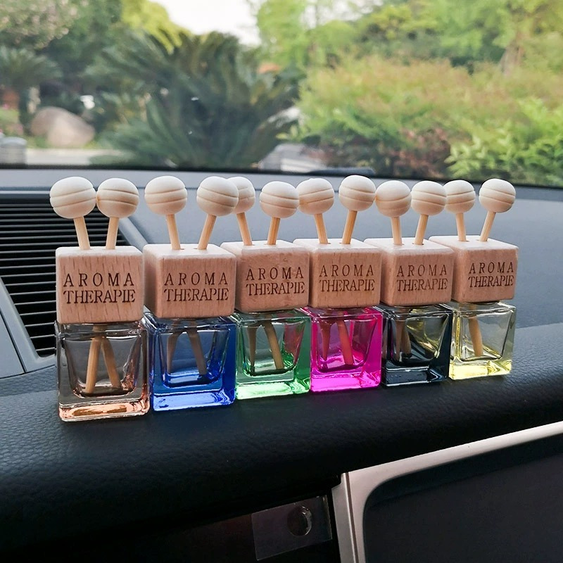 

6-pack Aromatherapie Car Air Freshener Vent Clip - Bottle With Wooden Lid, Empty Refillable Fragrance Diffuser For Automobile Air Conditioning (fragrance-free)