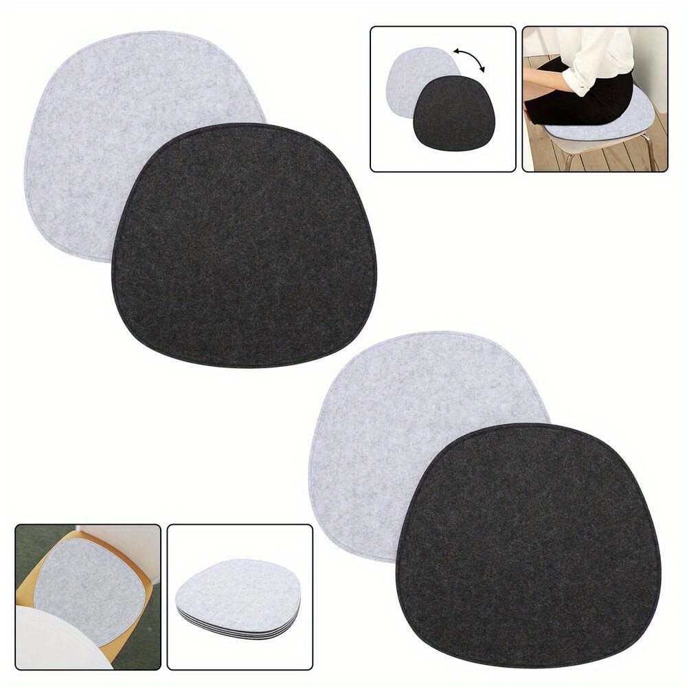 E-shop 4x Filz Sitzauflage Oval 40x37cm Stuhlkissen Polster Dicke Grau