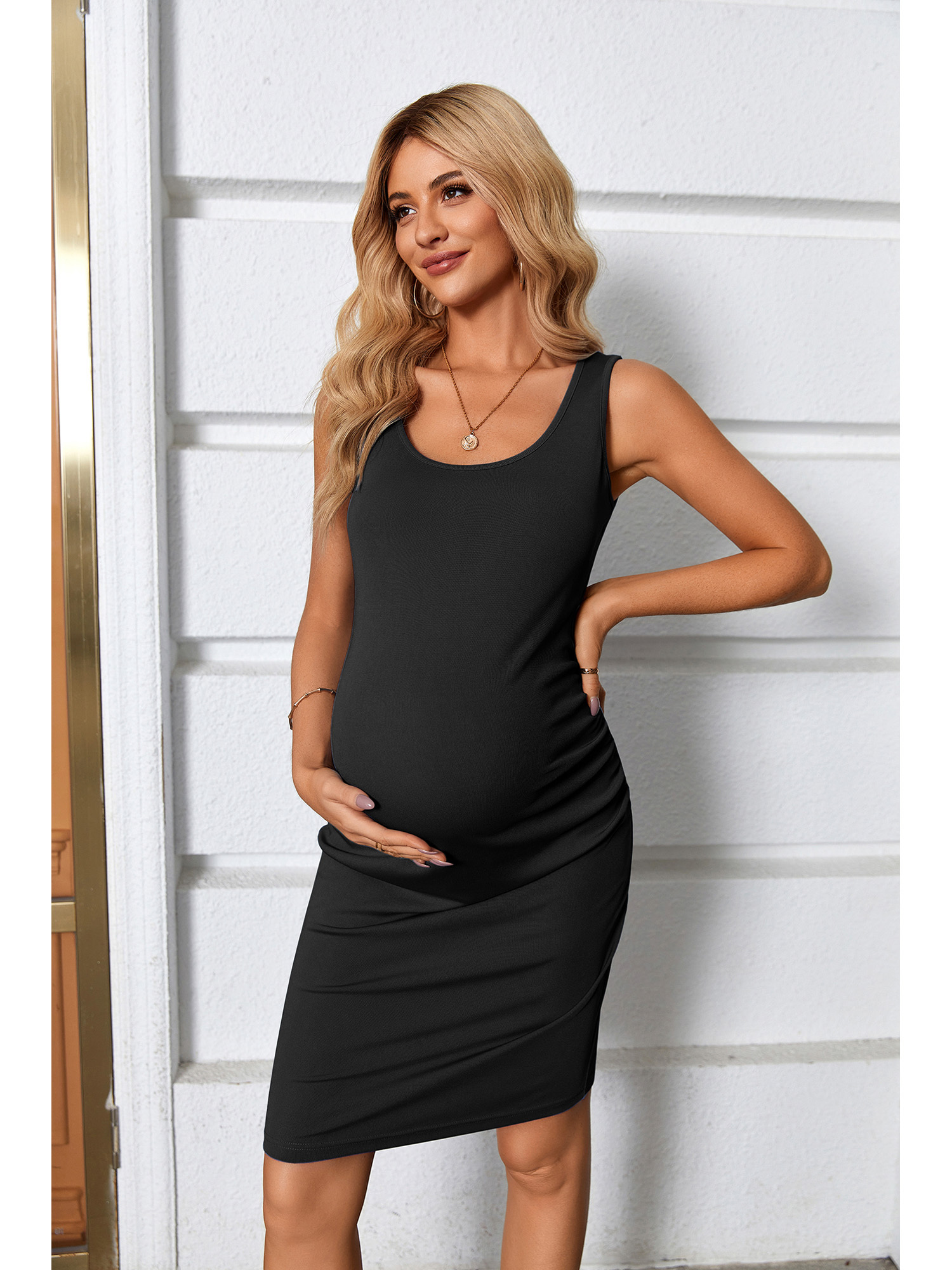 womens maternity sleeveless dress summer dress side pleated - Temu
