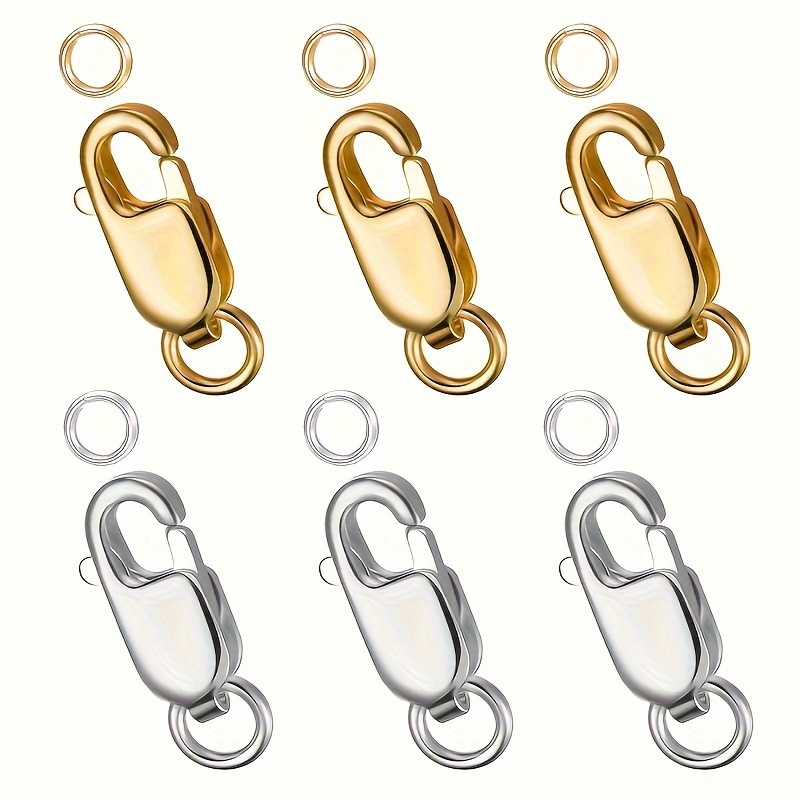 3/6pcs Silvery/golden Clasp With Closed Jump Rings For Necklace Bracelet Or Jewelry Making