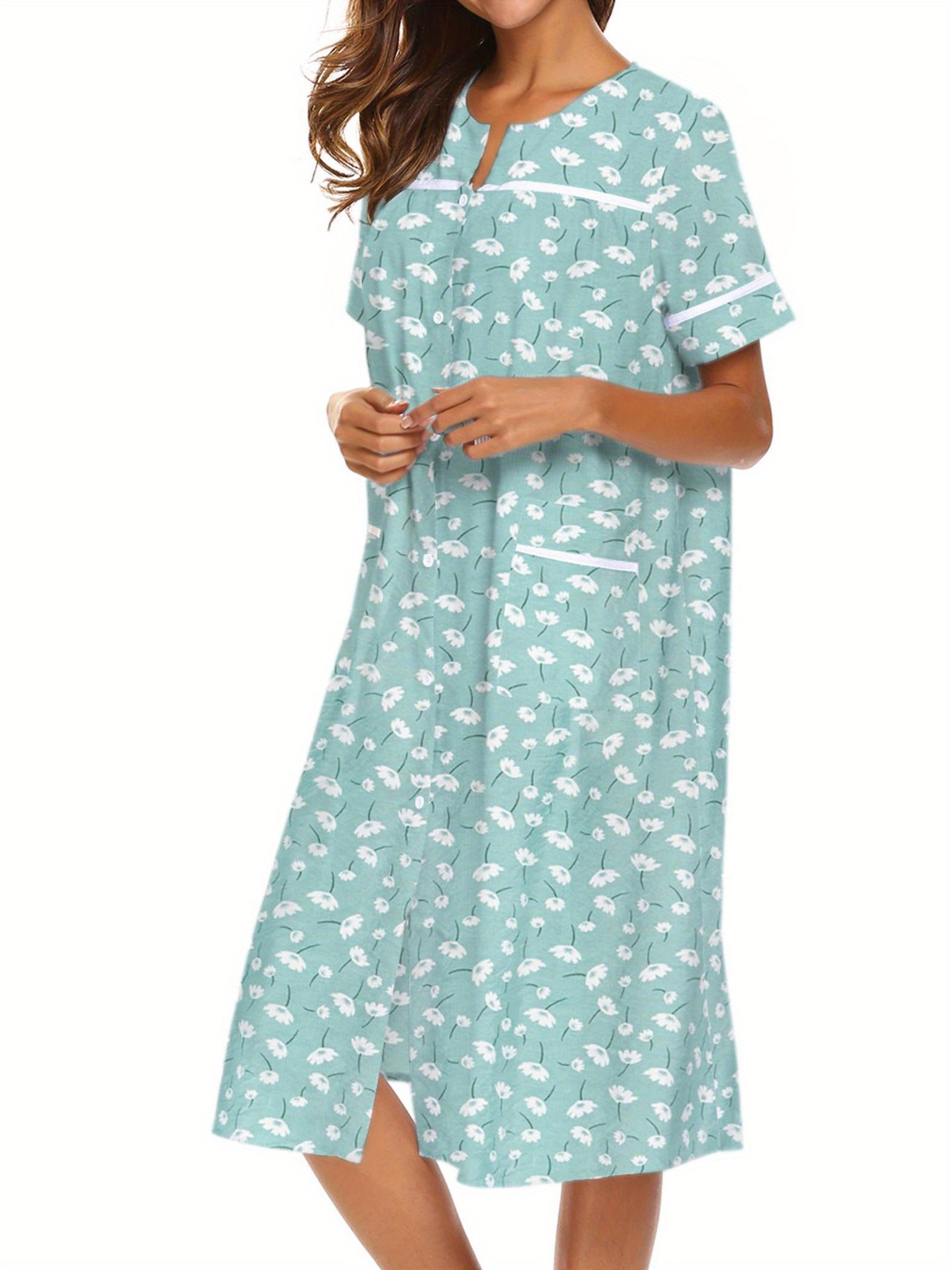 button loungewear duster housecoat short sleeve patio dress - Temu