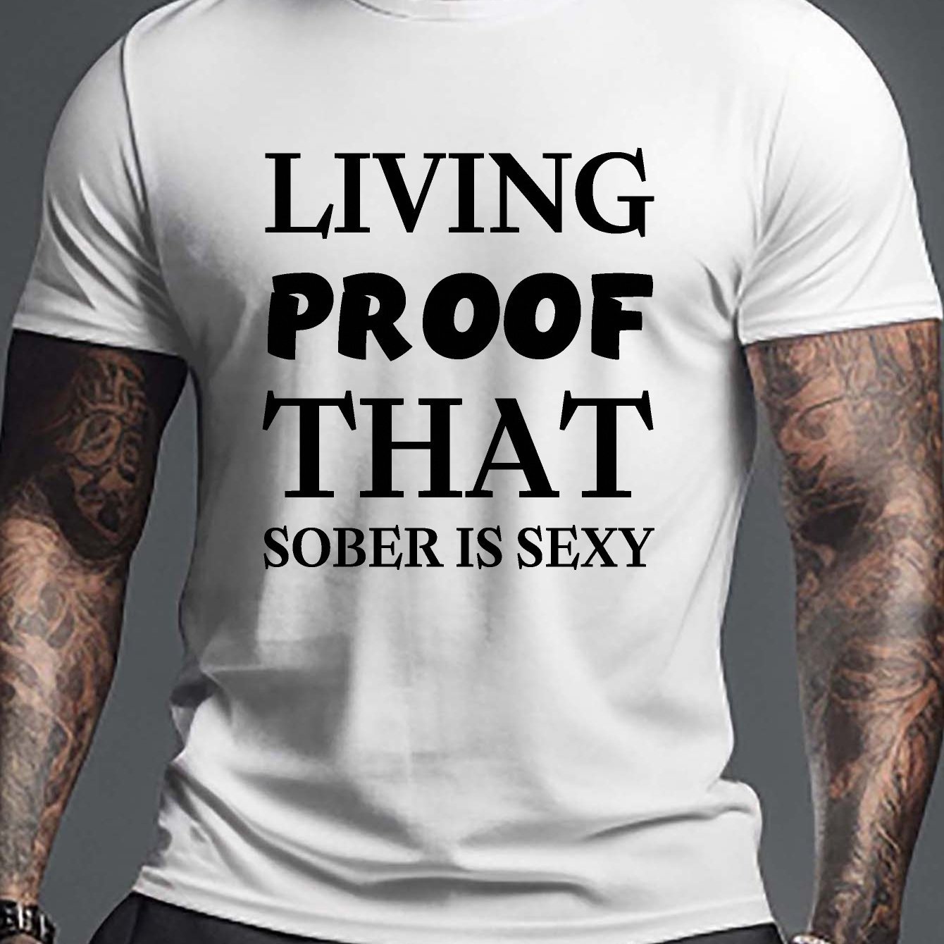 

Men's " That Sober " Graphic T-shirt - Casual Summer Cotton Tee, Breathable & Lightweight For Casual Attire, White With , Loose Fit Short Sleeve Shirt