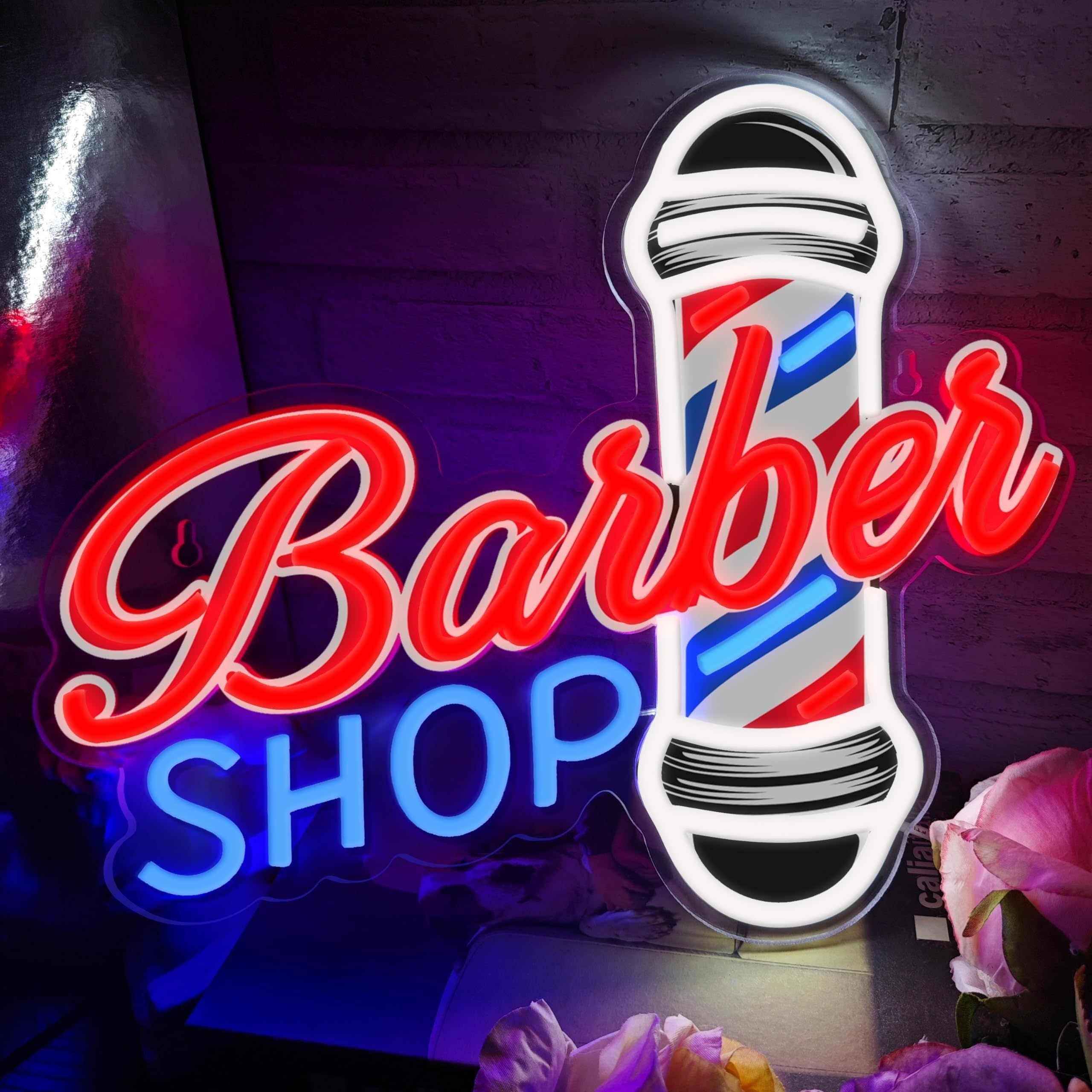 

Barber Shop Neon Sign, Led Light With Remote Control, Wall Decor For Hair Salon Bar