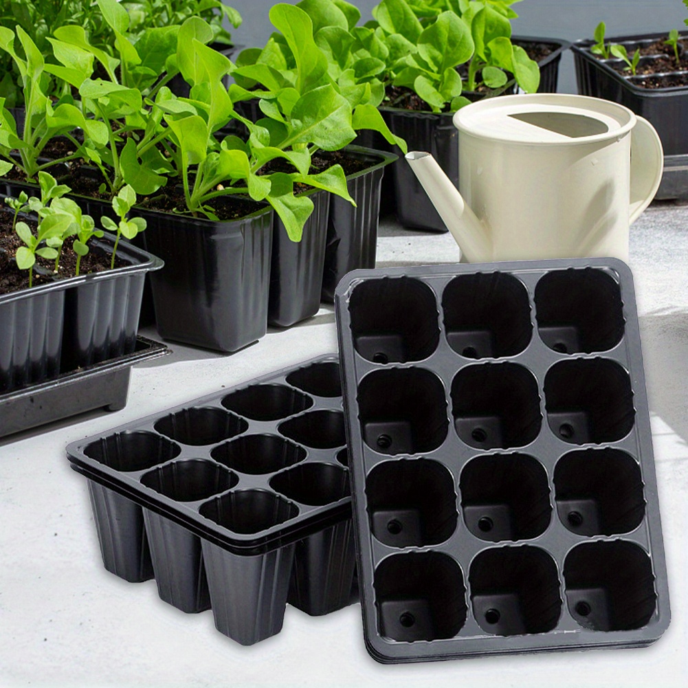 

Set Of 10 Seedling Trays With 12 Cells - Plastic, Suitable For Indoor And Outdoor Use, Ideal For Garden And Lawn Care.