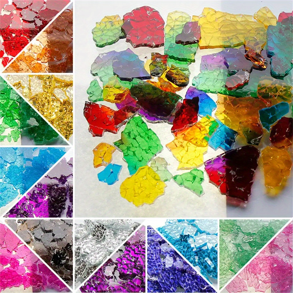 

5.3oz Vibrant Crackle Mosaic Tiles - Ideal For & Stained Glass Crafts, Creative Handmade Design Supplies