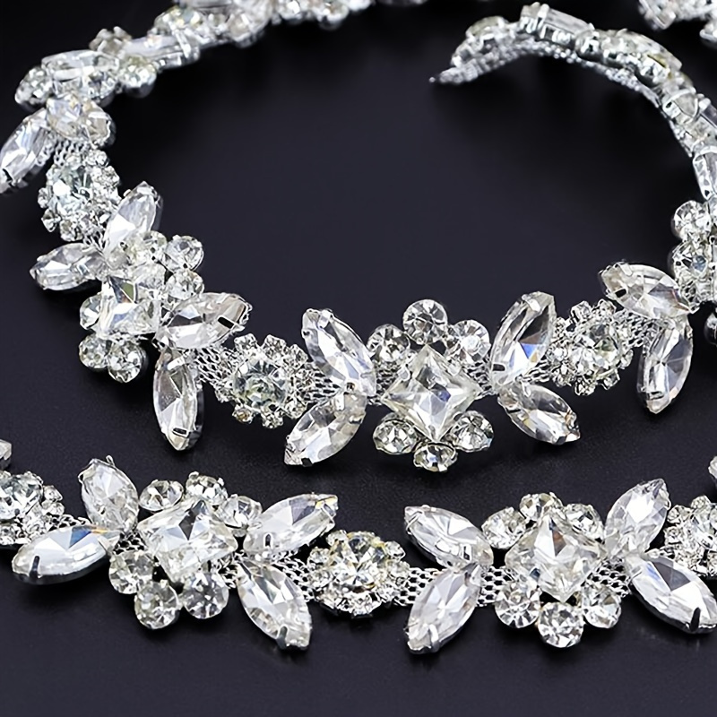 

1pc Crystal Rhinestone Chain, 1.02in Wide, Sparkling Diy Trim, Decorative Diamond Shoulder Strap, Fashion Accessories For Hats, Bags, And Apparel