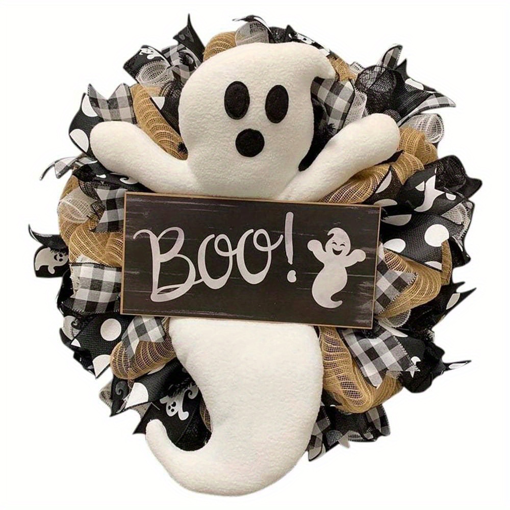 

Spooky Ghost - Outdoor Halloween Party Decor - Front Door Wreath