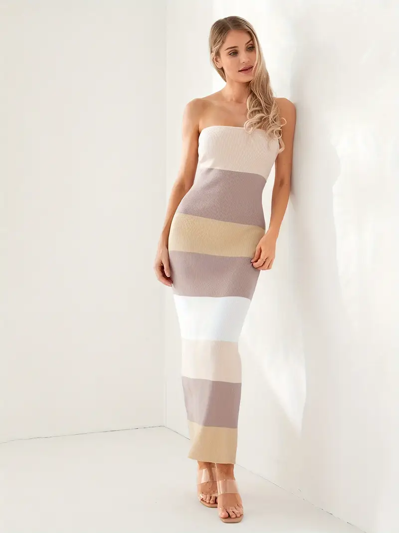 1pc elegant viscose striped tube dress women sleeveless - Temu 1pc elegant viscose striped tube dress women sleeveless - Temu