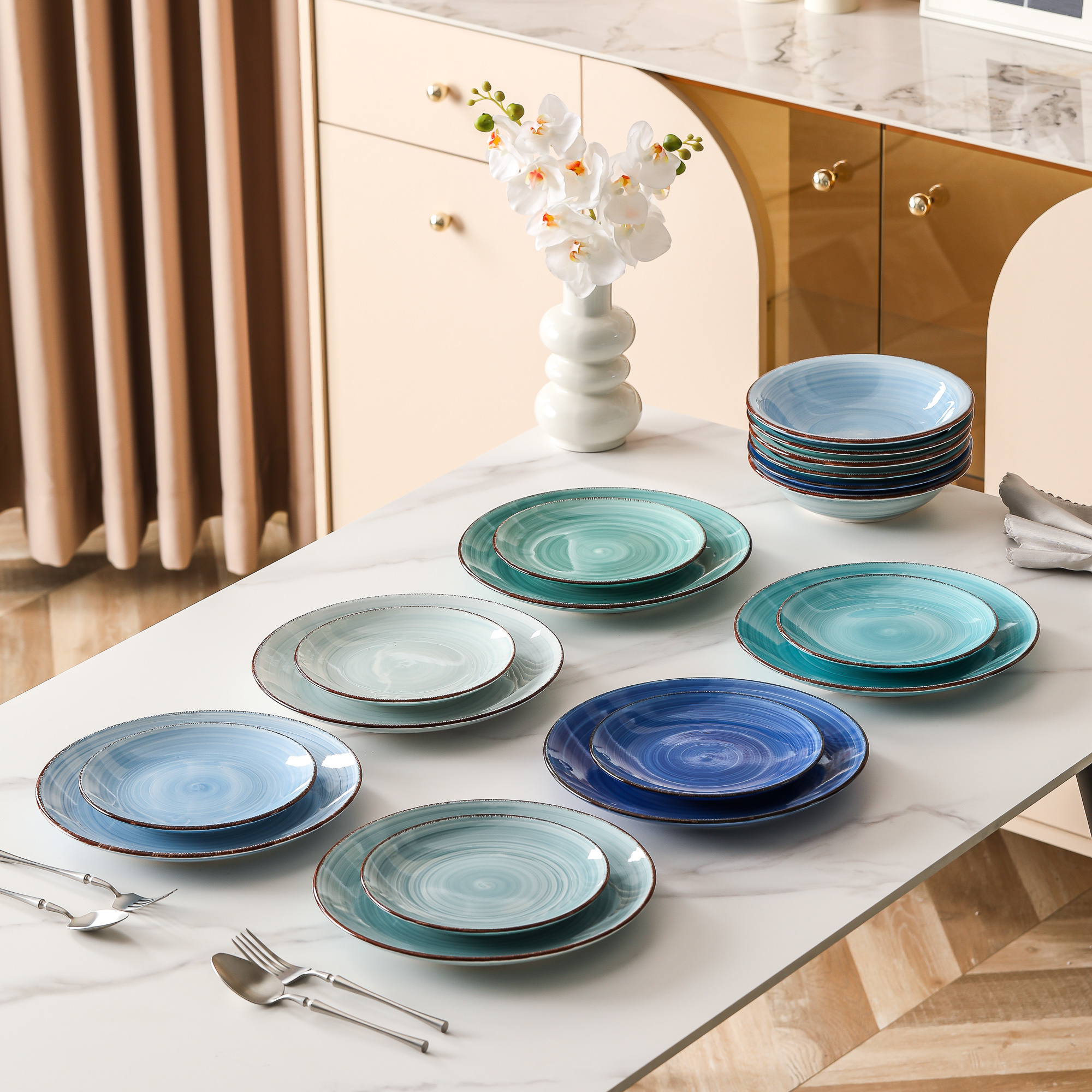 Juegos De Platos Llanos, Vajilla Utensilios De Cocina Combinados